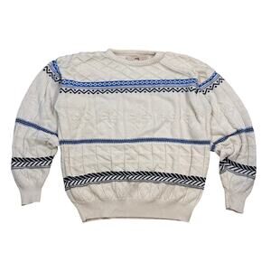 Vintage The Fox Collection nautical yacht fisherman Geometric Sweater Size M